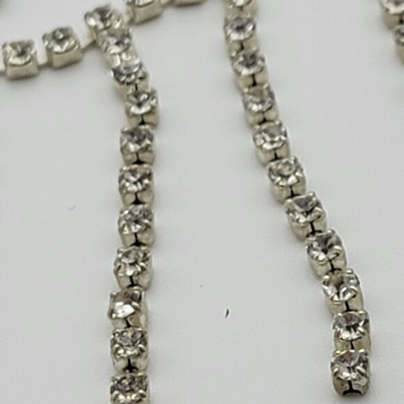 Silver Tone Clear Crystal Layered Tassel Tennis Necklace 13-18 In - Picture 4 of 7